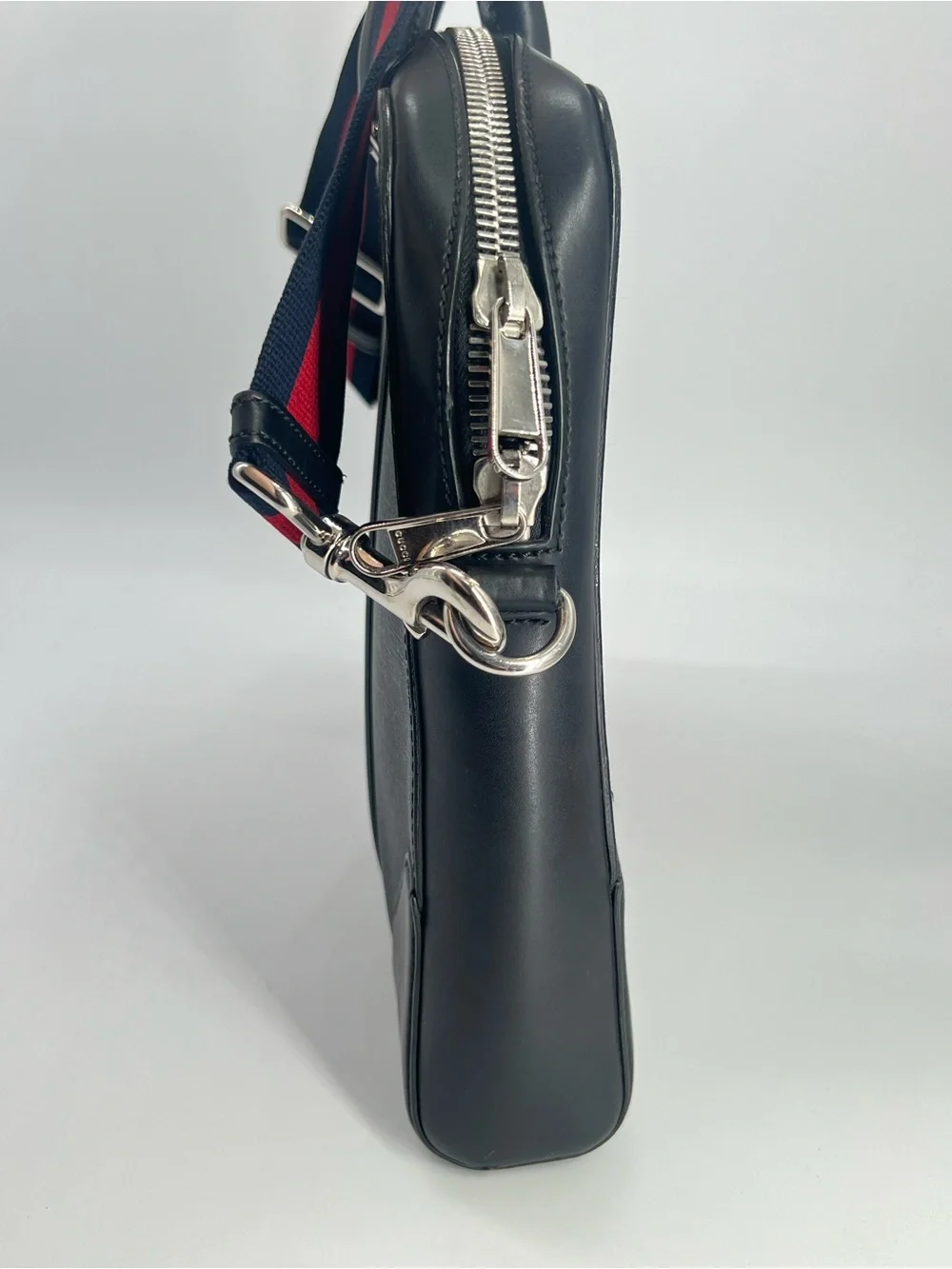 Gucci GG Supreme Black Briefcase with Crossbody Shoulder Strap
